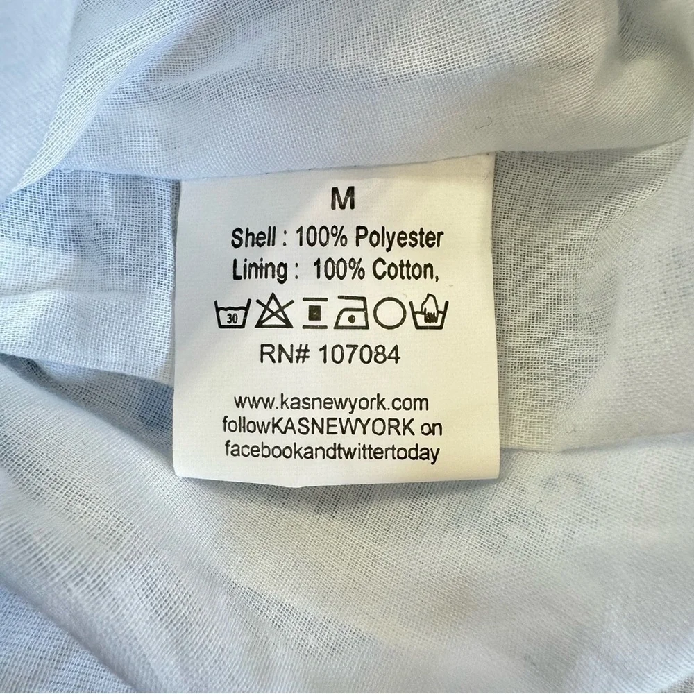 Blue & Ivory Pleated Plisse Skirt Dress KAS ModCloth Cottagecore Boho Milkmaid